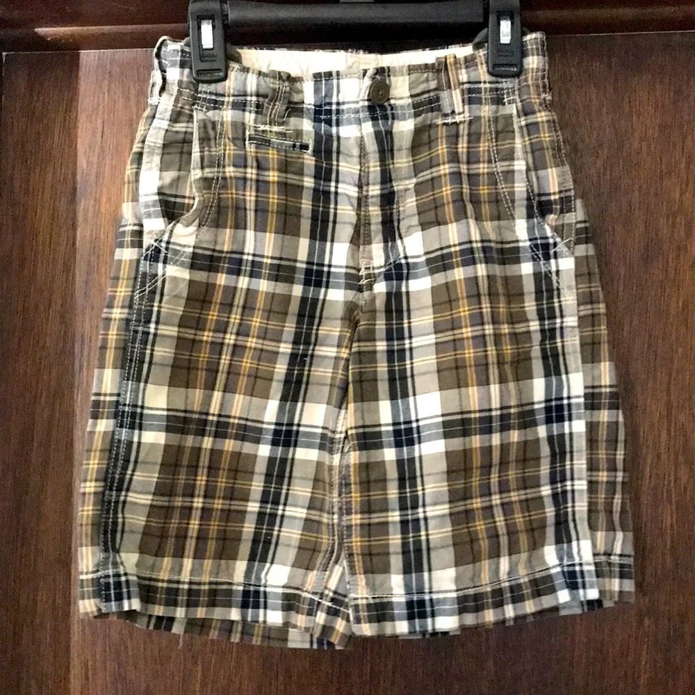 Gap plaid cotton twill 8 slim adjustable waist shorts EUC